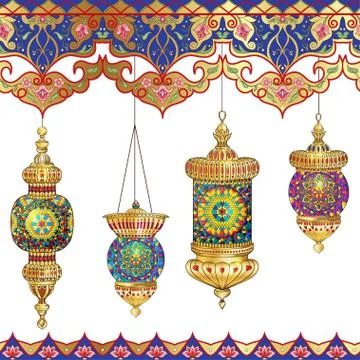 Turkish lantern with mosaic Stock Illustration