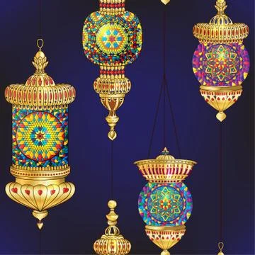 Turkish lantern with mosaic Stock Illustration