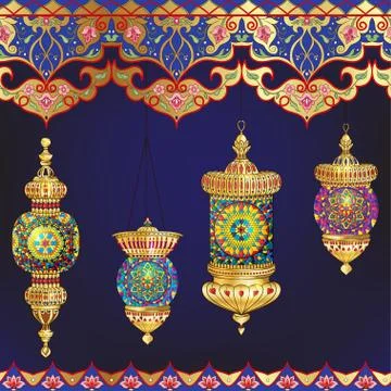 Turkish lantern with mosaic Stock Illustration