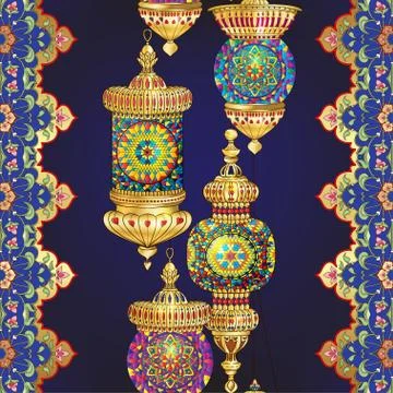 Turkish lantern with mosaic Stock Illustration