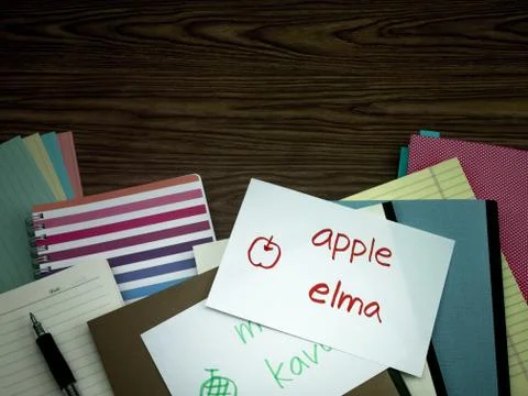 Turkish; Learning New Language Writing Words on the Notebook Stock Photos
