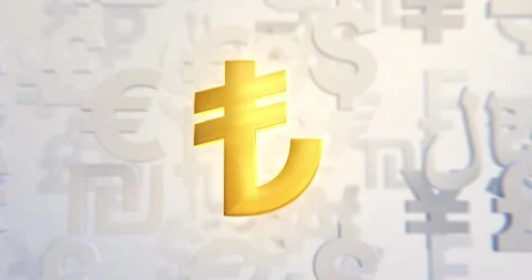 Turkish Lira Currency Loop in a 3D animation Stock Footage 251357923