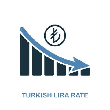 Turkish Lira Rate Decrease Graphic icon. Monochrome style design from diagram Illustrazione stock