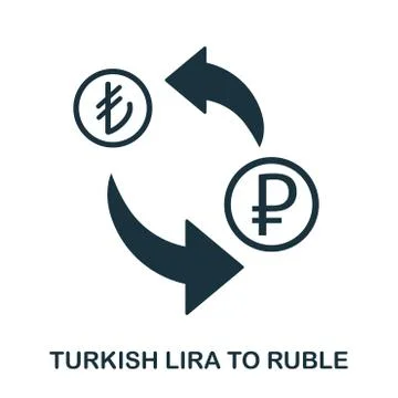 Turkish Lira To Ruble icon. Mobile app, printing, web site icon. Simple element Illustrazione stock