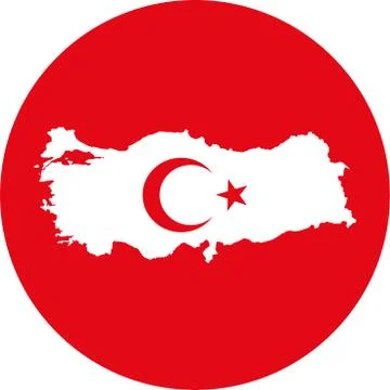 Turkish map flag round icon vector Illustrazione stock