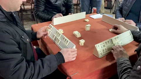 Turkish Men Playing Okey Stock Footage 141892113