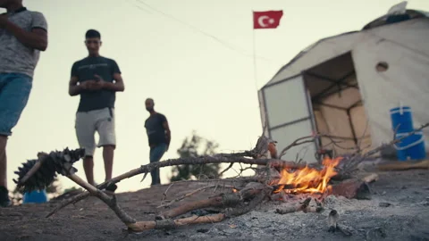 Turkish Nomads With Campfire Stock Footage 232721848