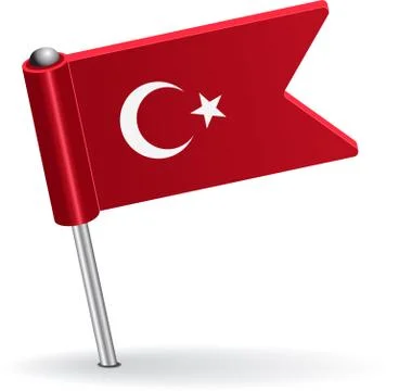 Turkish pin icon flag. Vector illustration Stock Illustration