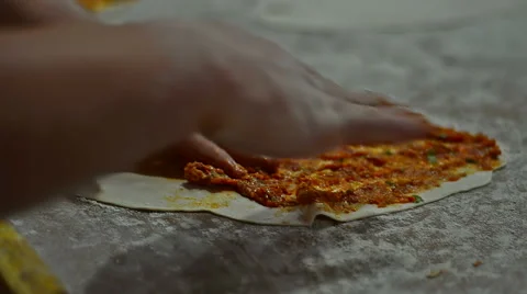 Turkish Pizza Lahmacun Video stock 57809538