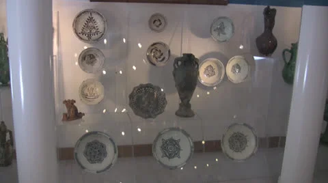 Turkish pots on display from the late 19th century Stock Footage 25755319