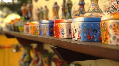 Turkish pottery close up Stock Footage 120985902