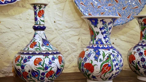 Turkish pottery vase close-up Stock Footage 121933715