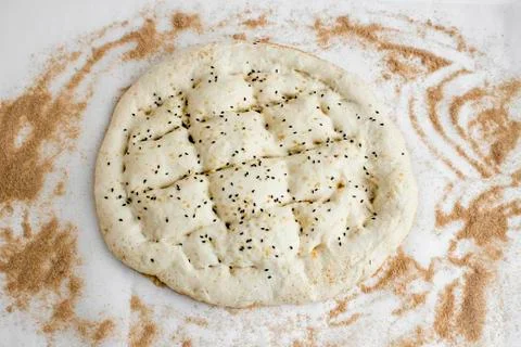 Turkish Ramadan Circular Bread ready for cook Foto stock