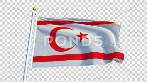 Turkish Republic of Northern Cyprus flag, close up, isolated with alpha chann Stock Photos