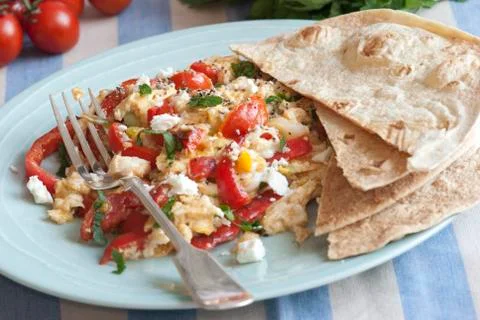 Turkish scrambled eggs Stock Photos