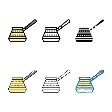 Turkish set cezve coffee make tool color icon vector Stock Illustration
