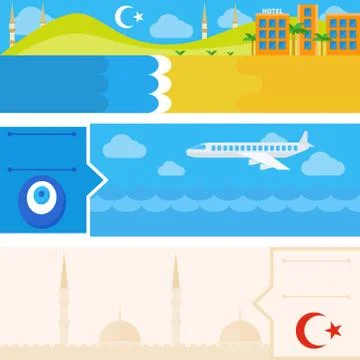 Turkish set of horizontal flat banners Stock Illustration