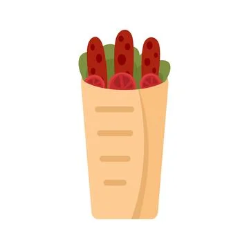 Turkish shawarma icon flat isolated Stock Illustration