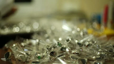 Turkish silver rings. man ring package in ring factory Stock Footage 139718495