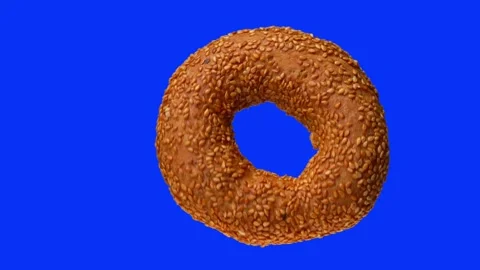Turkish Simit a circular bread encrusted with sesame seeds 4K Stock Footage 150214344