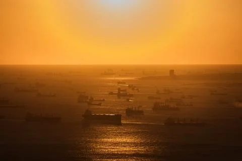 Turkish strait with ships Foto stock