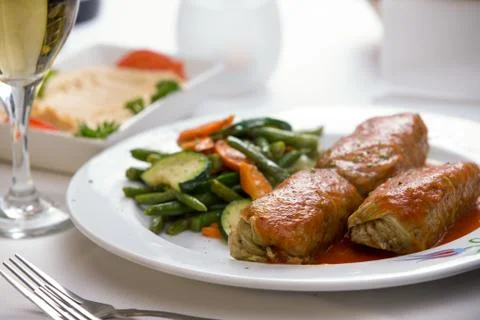 Turkish stuffed cabbage rolls Stock Photos