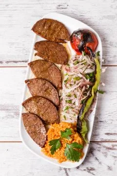 Turkish Style Fermented Spicy Fried Sausage, Sucuk Stock Photos