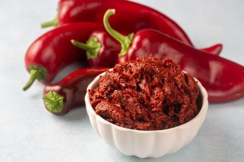Turkish style pepper paste (biber salcasi) Stock Photos