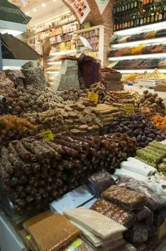 Turkish sweets at bazaar Stock Photos