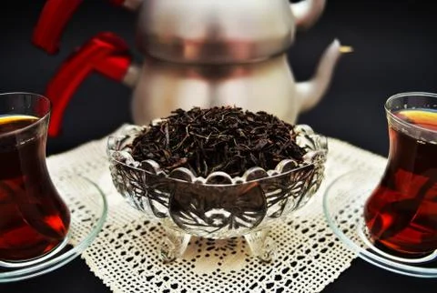 Turkish tea close-up Stock Photos