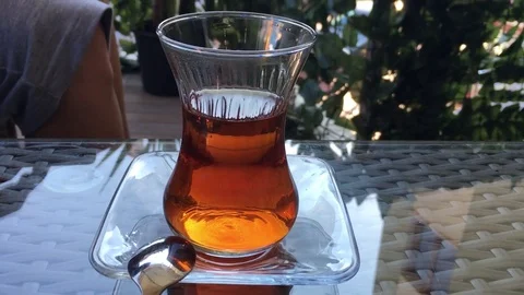 Turkish tea in a glass beaker Video stock 84776719