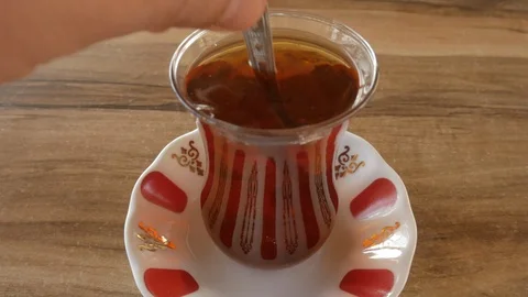 Turkish tea in Turkish cup Stock Footage 96486159