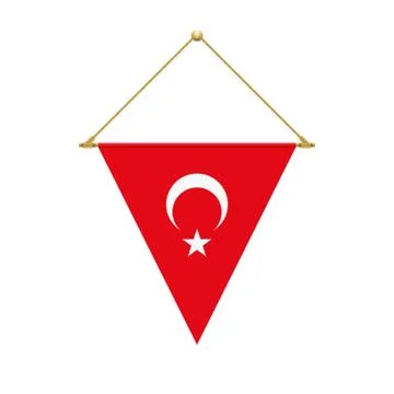 Turkish triangle flag hanging, vector illustration Stock Illustration