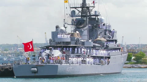 Turkish warship. Video stock 5297800