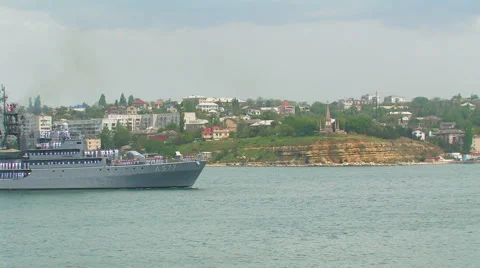 Turkish warship in Harbor. Stock Footage 5297853