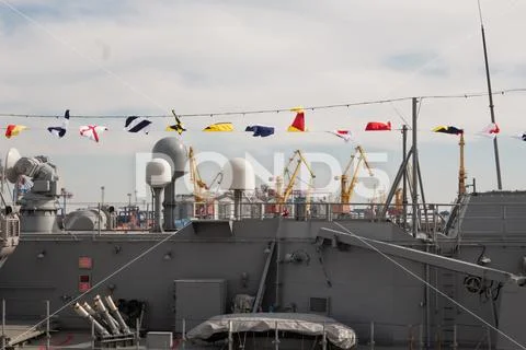 Turkish warship in the port of Odessa.NATO military forces in Ukraine. Odessa Stock Photos