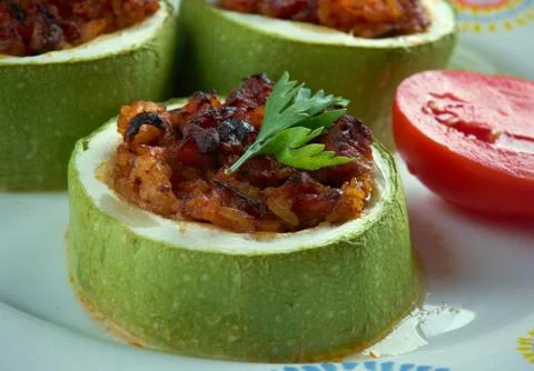 Turkish zucchini stuffed Stockfoto's