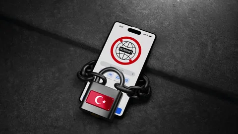 The Turkiye  Concept Of Restricted Internet Access. The Internet Is Prohibit Stock Footage 314275864