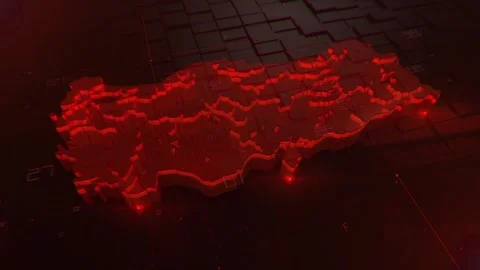 Turkiye digital map 4k looping Stock Footage 307908290