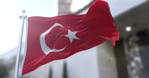 Turkiye-flag-waving-seamless-loop-4k-60fps Stock Footage 330856576