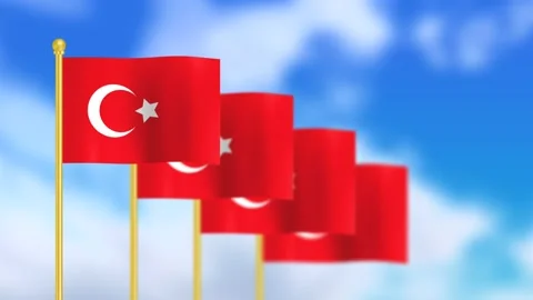 Turkiye flag waving in wind Stock Footage 199913512