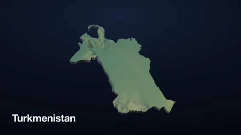 Turkmenistan 3D elevation relief map Stock Footage 340608767