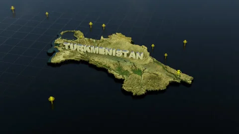 Turkmenistan 3D Map With Animation Stock Footage 311335386