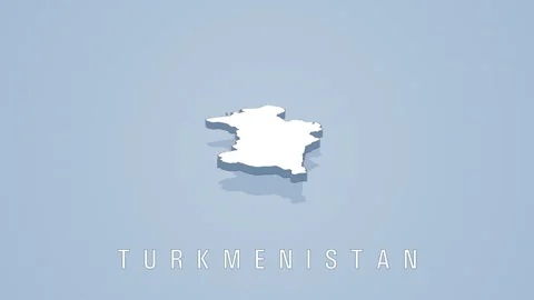 Turkmenistan 3d map rotating on light blue background Stock Footage 320209258