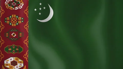 Turkmenistan animated flag. Seamless loop. 4K Video stock 145467918