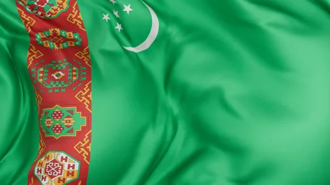 Turkmenistan cloth flag background loop Stock Footage 310850995