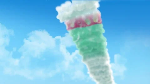 Turkmenistan Flag 3D Render Animation Created with Colored Smoke Trails by A 動画素材 332313014
