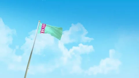 Turkmenistan Flag 3D Render Animation with Fighter Jets Formation in Blue Sk 스톡 동영상 332313022