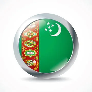 Turkmenistan flag button Stock Illustration