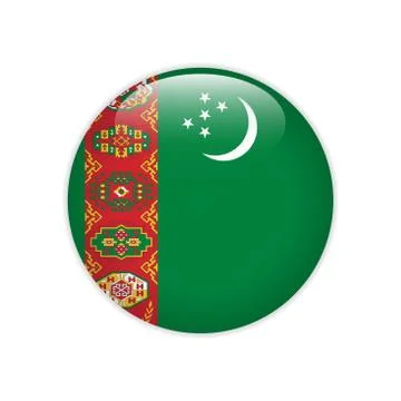 Turkmenistan flag on button Stock-Illustration